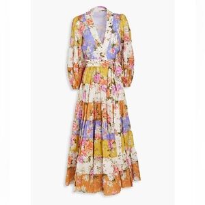 ZIMMERMANN tiered floral-print cotton-gauze midi wrap dress